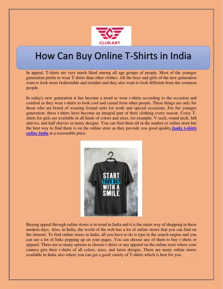 how can buy online t shirts in india