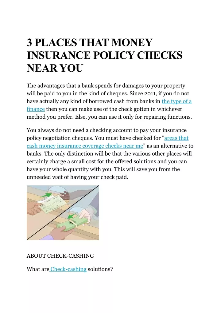 3 places that money insurance policy checks near