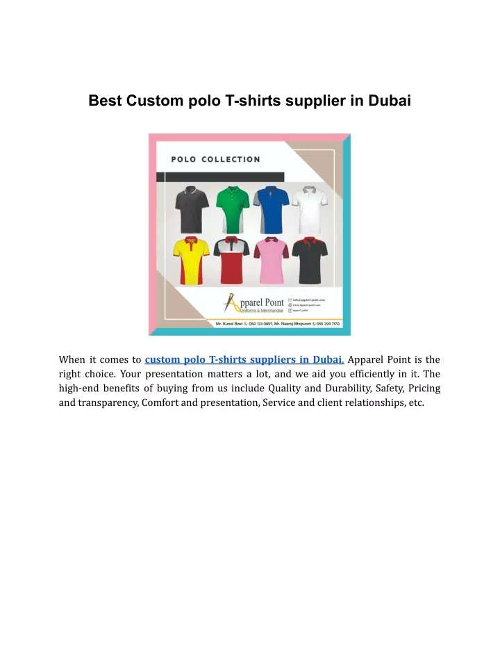 best custom polo t shirts supplier in dubai