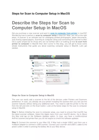 steps for scan to computer setup in macos