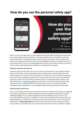 How do you use the personal safety app