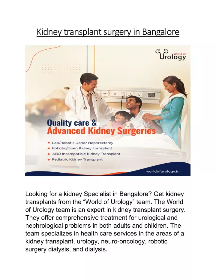 kidney transplant surgery in bangalore kidney