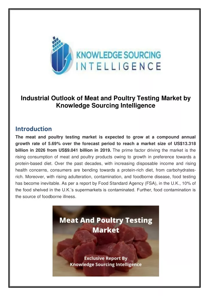 industrial outlook of meat and poultry testing