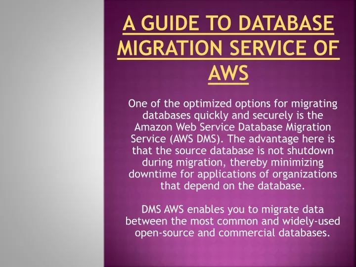 a guide to database migration service of aws