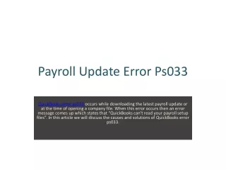 Payroll Update Error Ps033- 01