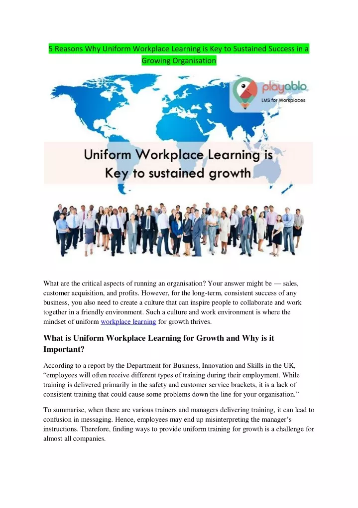 5 reasons why uniform workplace learning
