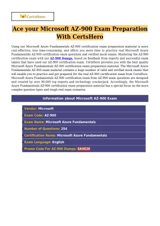 CertsHero Microsoft AZ-900 Dumps PDF - Guarantee Success (2021) 