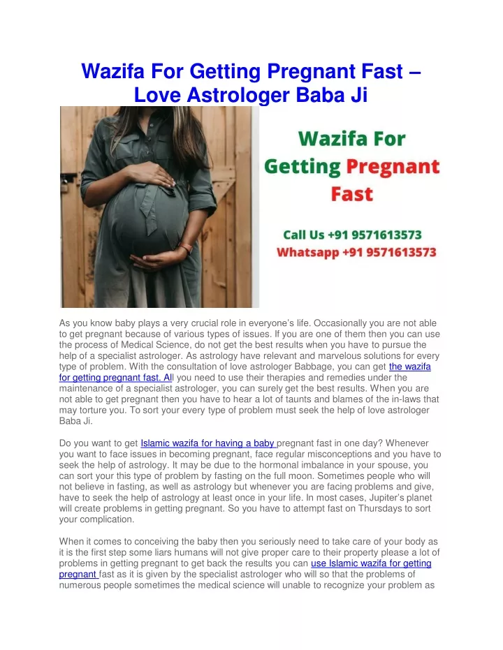 wazifa for getting pregnant fast love astrologer baba ji