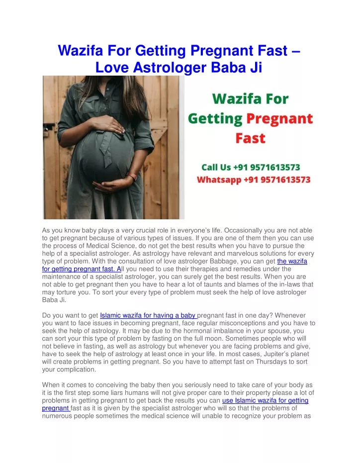 wazifa for getting pregnant fast love astrologer