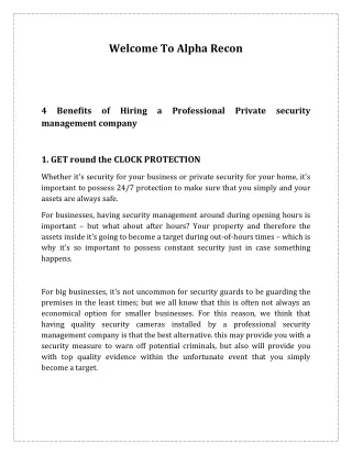 4 Benefits of Hiring a Professional Private security management company