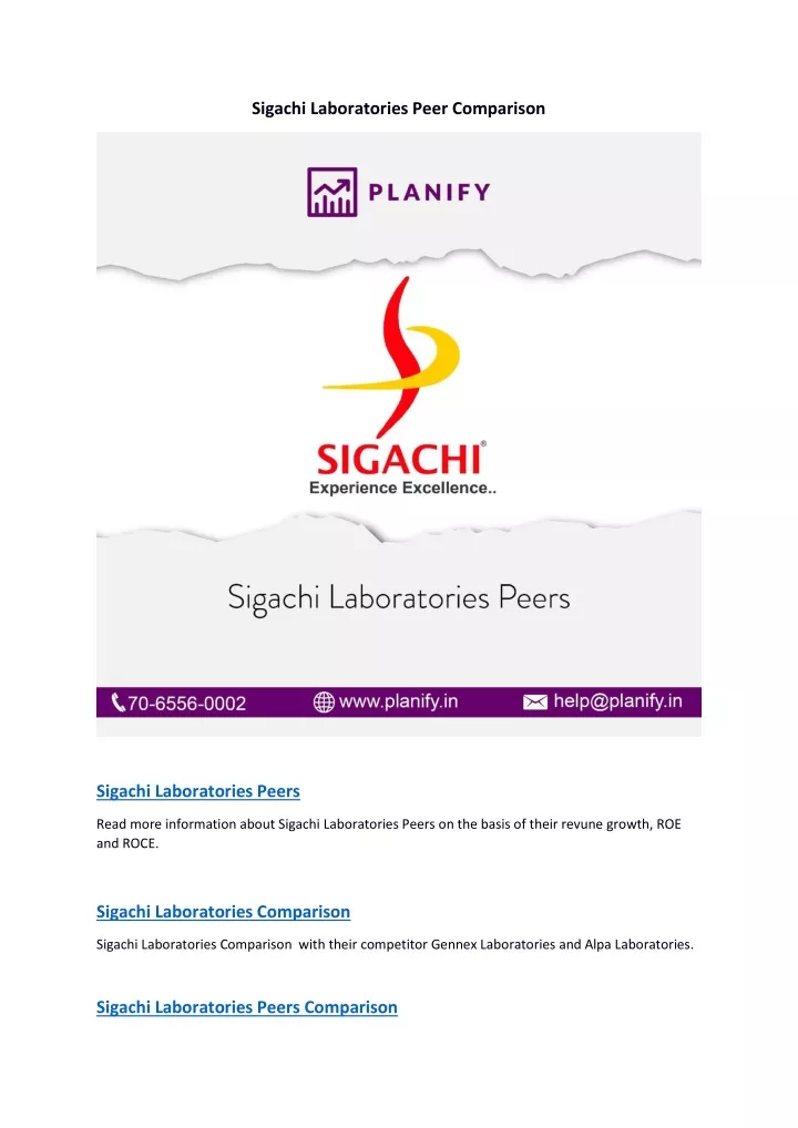 sigachi laboratories peer comparison