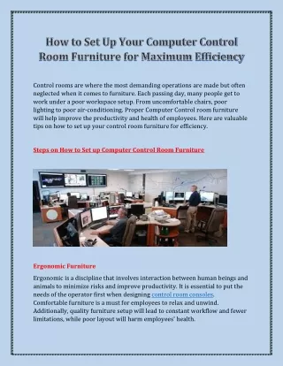 How to Set Up Your Computer Control Room Furniture for Maximum Efficiency