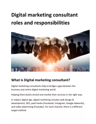 Digital marketing consultant roles and responsibilities