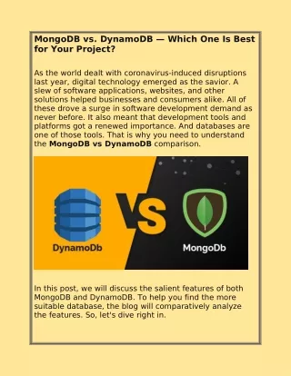 MongoDB vs. DynamoDB — Which One Is Best for Your Project? 