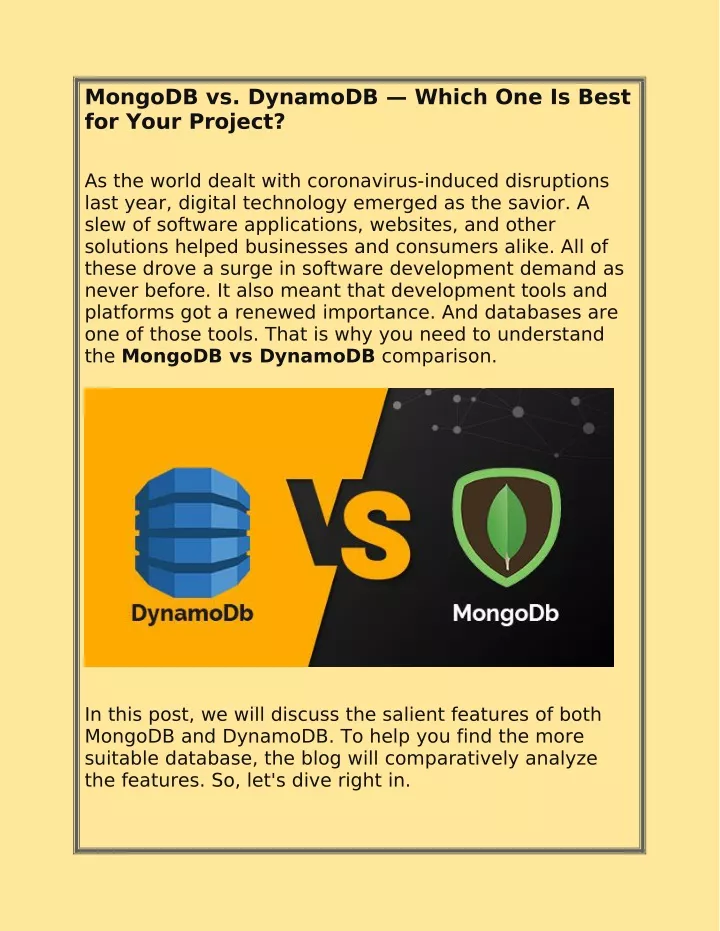mongodb vs dynamodb which one is best for your