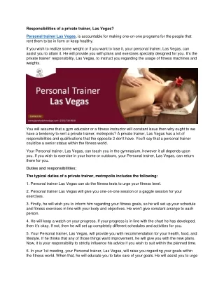 responsibilities of a private trainer las vegas