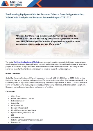 earthmoving equipment market revenue drivers