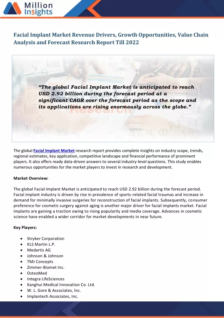 facial implant market revenue drivers growth