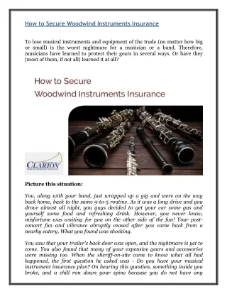 How to Secure Woodwind Instruments Insurance