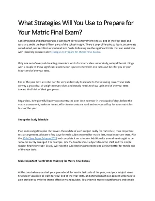what strategies will you use to prepare for what