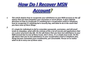 how do i recover msn account