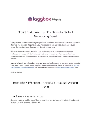 Social Media Wall Best Practices for Virtual Networking Event