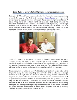 Gmat Tutor is always helpful for your entrance exam success