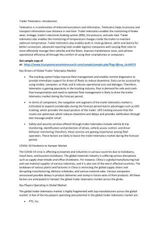 Trailer Telematics Industry Revenue