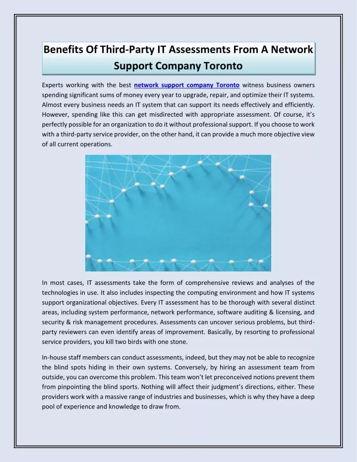 benefits of third party it assessments from