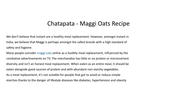 chatapata maggi oats recipe