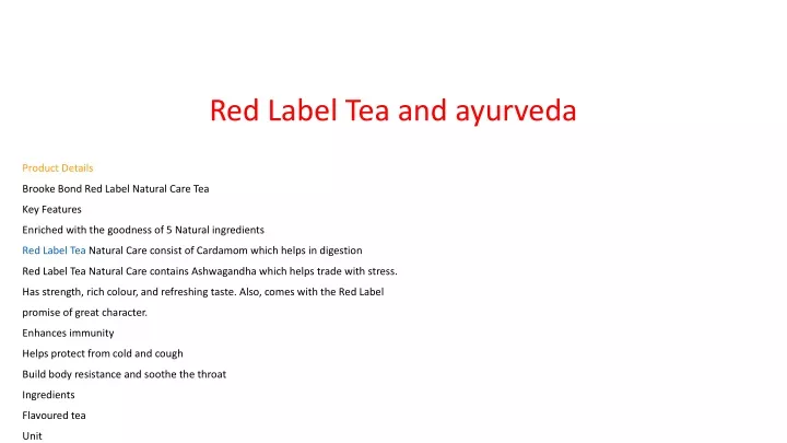 red label tea and ayurveda