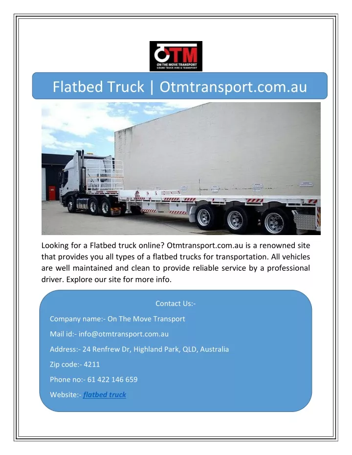 flatbed truck otmtransport com au