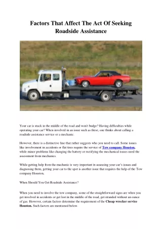 factors that affect the act of seeking roadside