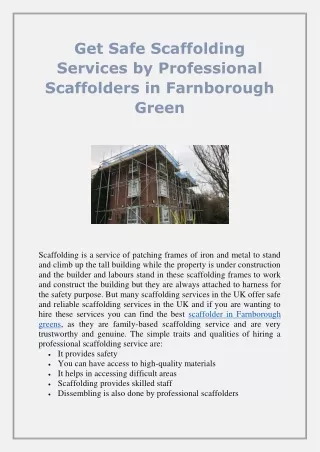 get safe scaffolding services by professional