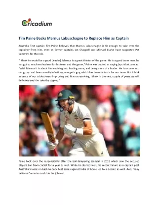 tim paine backs marnus labuschagne to replace