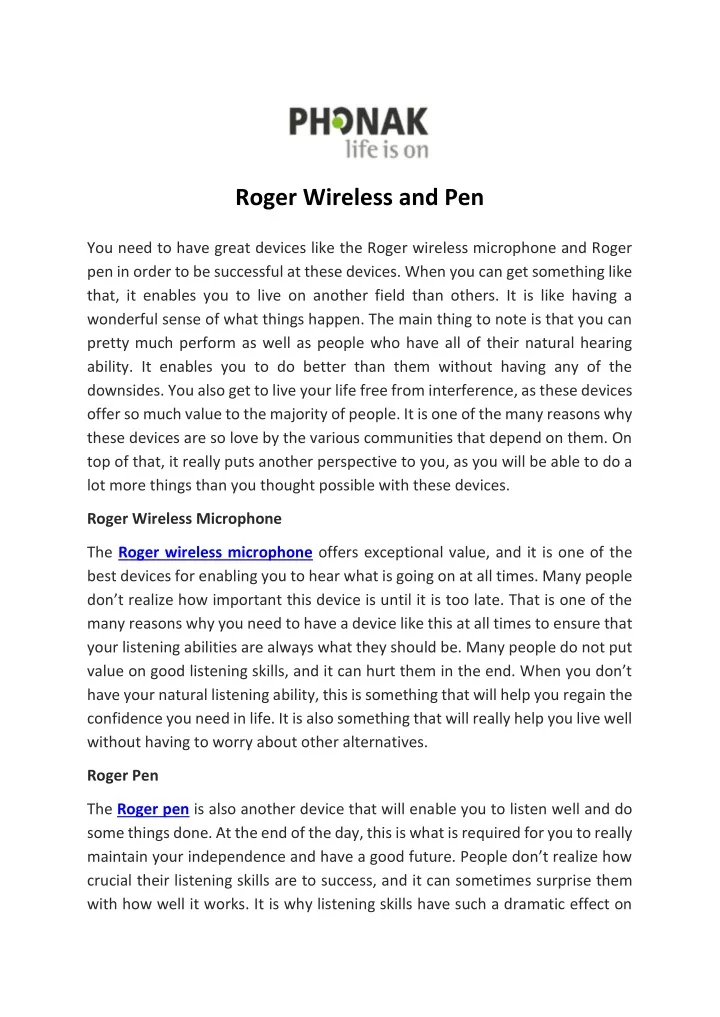 roger wireless and pen
