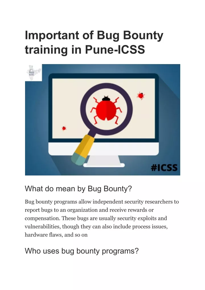 important of bug bounty training in pune icss