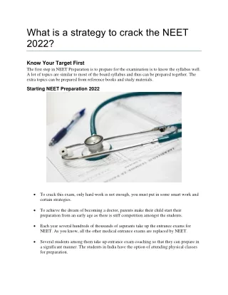 What is a strategy to crack the NEET 2022