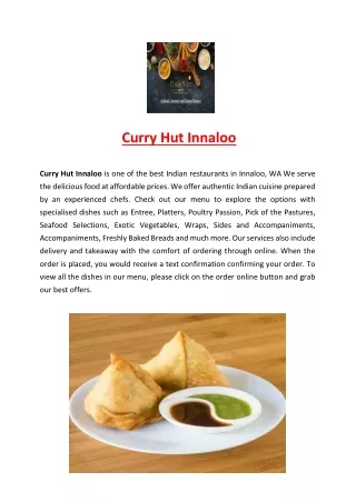 5% Off - Curry Hut Indian Restaurant Innaloo menu, WA