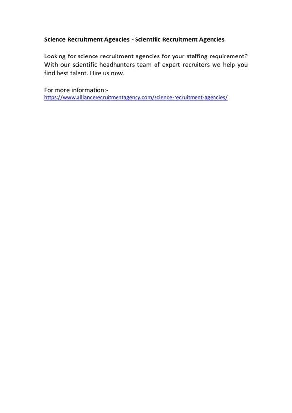 Science Recruitment Agencies - Scientific Recruitment Agencies