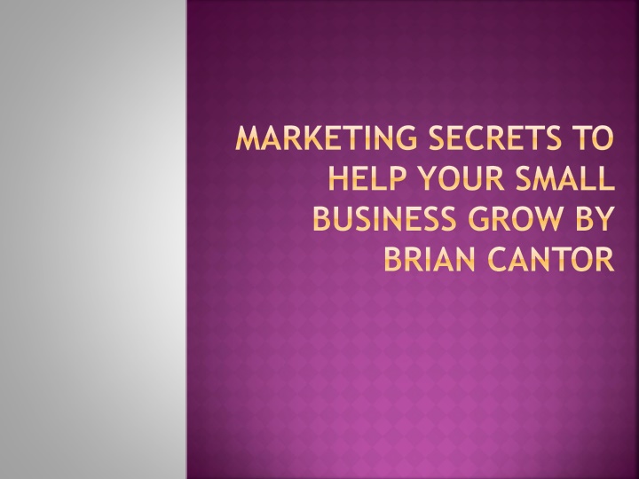 marketing secrets to help your small business grow by brian cantor
