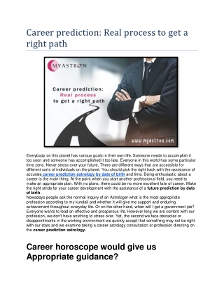 Career prediction Real process to get a right path