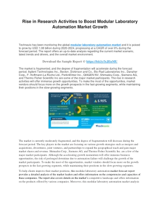 Rise in Research Activities to Boost Modular Laboratory Automation Market Growth