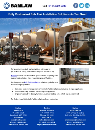 Fully Customised Bulk Fuel Installation Solutions As You Need