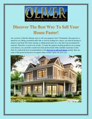 Best Way To Sell Your House In Pennsylvania | Oliver Realty Group LLC