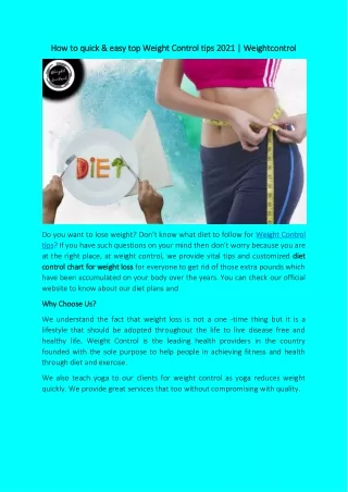 How to quick & easy top Weight Control tips 2021 | Weightcontrol