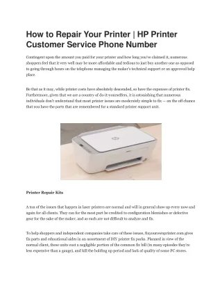 How to Repair Your Printer HP Printer Customer Service Phone Number