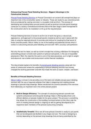 outsourcing precast panel detailing services