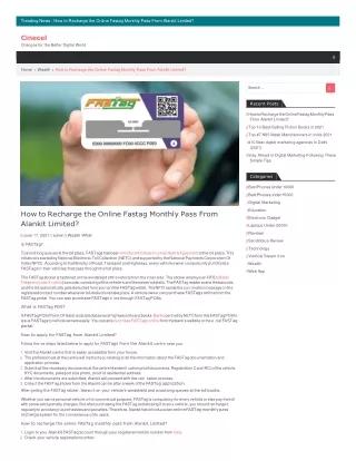 trending news how to recharge the online fastag