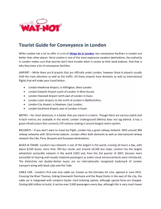 tourist guide for conveyance in london